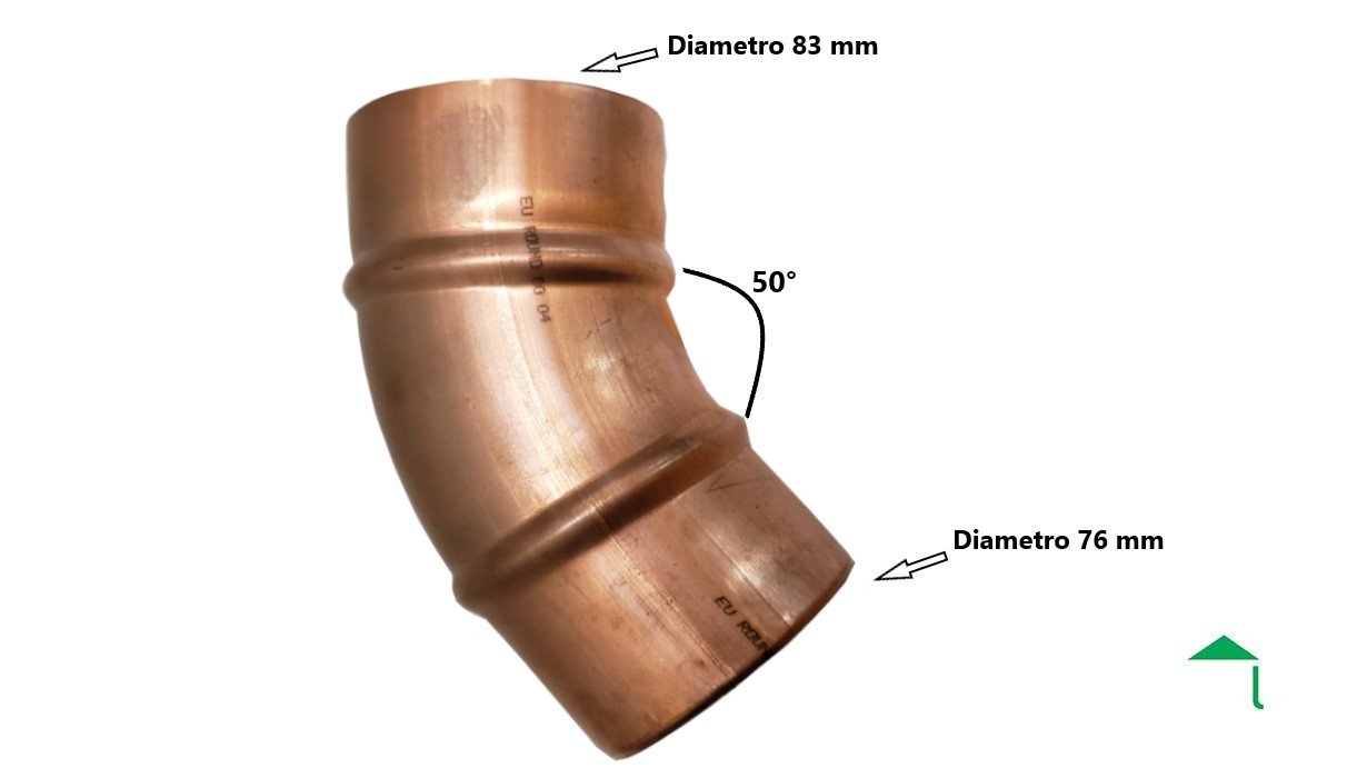 Curva tubo pluviale a settori 50° rame